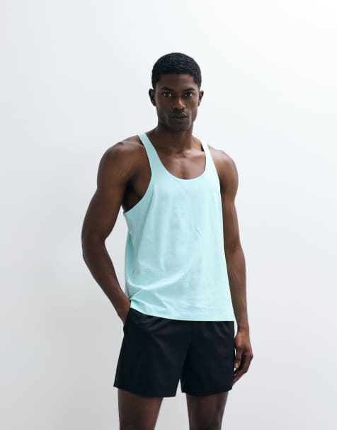 4505 Icon cotton stringer vest with quick dry finish in mint - view 1