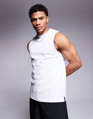 4505 Icon cotton training tank top with quick dry finish in white