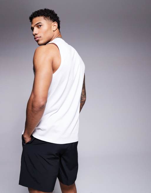 4505 Icon cotton training vest with quick dry finish in white 