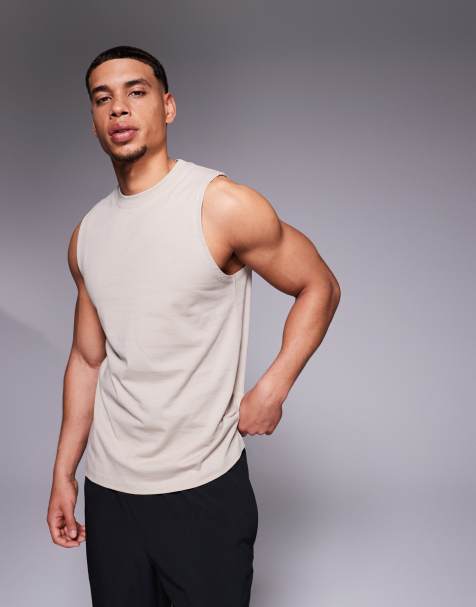 4505 Icon cotton training vest with quick dry finish in stone - view 1