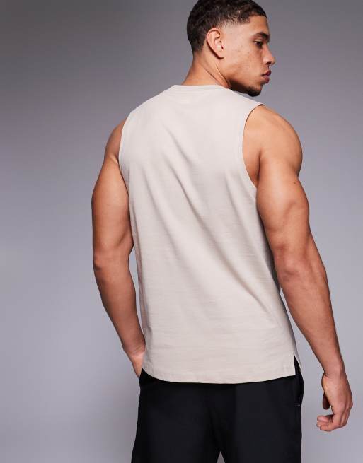4505 Icon cotton training vest with quick dry finish in stone