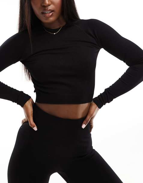 4505 - Icon - Crop top côtelé sans coutures à manches longues - view 1