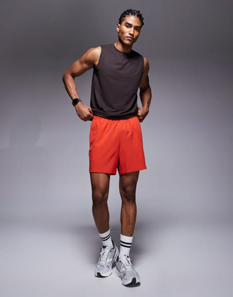 4505 Icon 5 inch quick dry training shorts with zip pockets in red