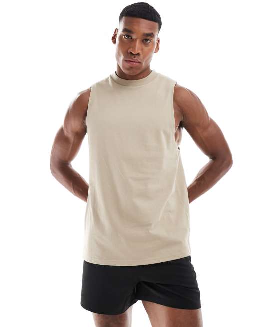 4505 - Icon - Débardeur de sport à emmanchures basses en tissu à séchage rapide - Taupe 