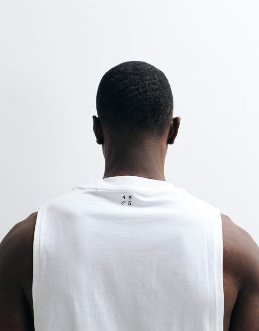 4505 - Icon - Débardeur de sport en coton à séchage rapide avec emmanchures tombantes - Blanc, 3 de 5