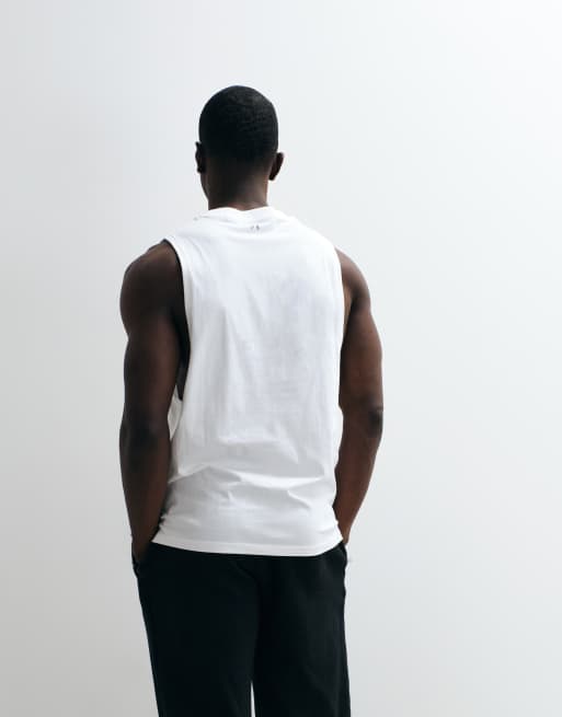 4505 - Icon - Débardeur de sport en coton à séchage rapide avec emmanchures tombantes - Blanc, 5 de 5