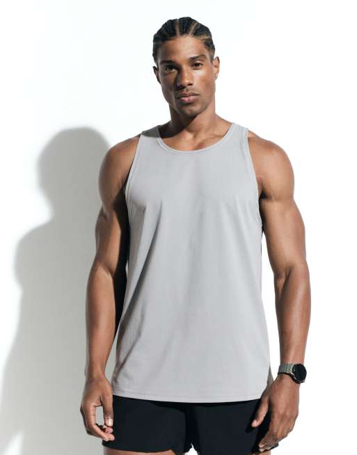 4505 - Icon - Débardeur de sport en tulle à séchage rapide avec dos nageur - Gris clair, 2 de 6
