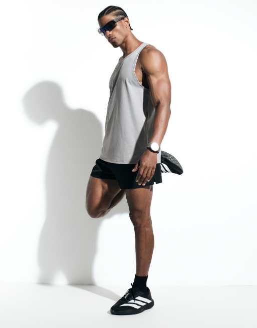 4505 - Icon - Débardeur de sport en tulle à séchage rapide avec dos nageur - Gris clair, 5 de 6