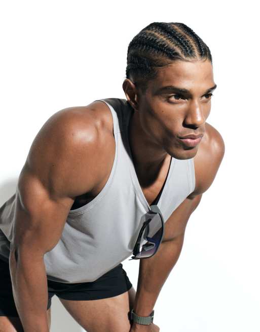 4505 - Icon - Débardeur de sport en tulle à séchage rapide avec dos nageur - Gris clair, 6 de 6