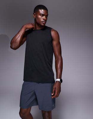 4505 - Icon - Débardeur d'entraînement ample sans manches en tissu à séchage rapide - Noir