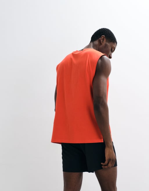 4505 Icon débardeur d'entraînement oversize en coton avec finition à séchage rapide en rouge tomate, 4 de 5