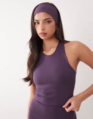Icon - Débardeur doux au toucher à dos nageur avec brassière intégrée à rembourrage amovible - Bruyère-Violet 32