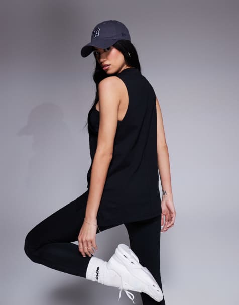 4505 Icon drop armhole cotton training singlet with quick dry finish in black - view 1
