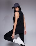 [ASOS] 4505 Icon drop armhole cotton training singlet with quick dry finish in black 4 Black