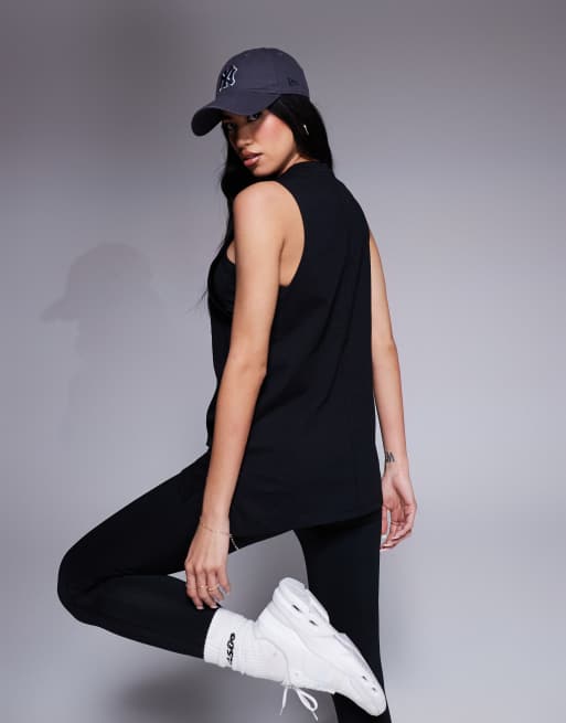 4505 Icon drop armhole cotton training singlet with quick dry finish in black 