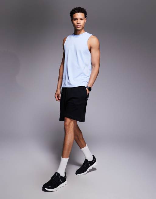4505 Icon drop armhole cotton training tank top with quick dry finish in light blue, 2 of 5