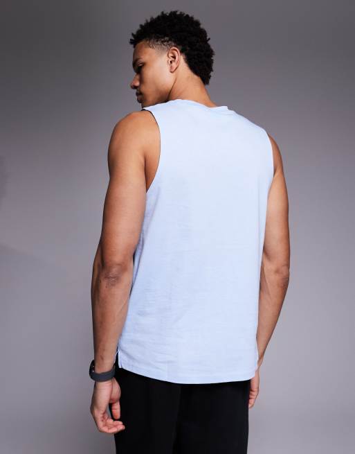 4505 Icon drop armhole cotton training tank top with quick dry finish in light blue, 3 of 5