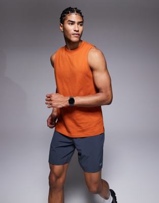 4505 Icon Drop Armhole Cotton Training Tank Top With Quick Dry Finish In Orange