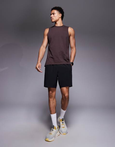 4505 Icon drop armhole cotton training vest with quick dry finish in raisin - view 1