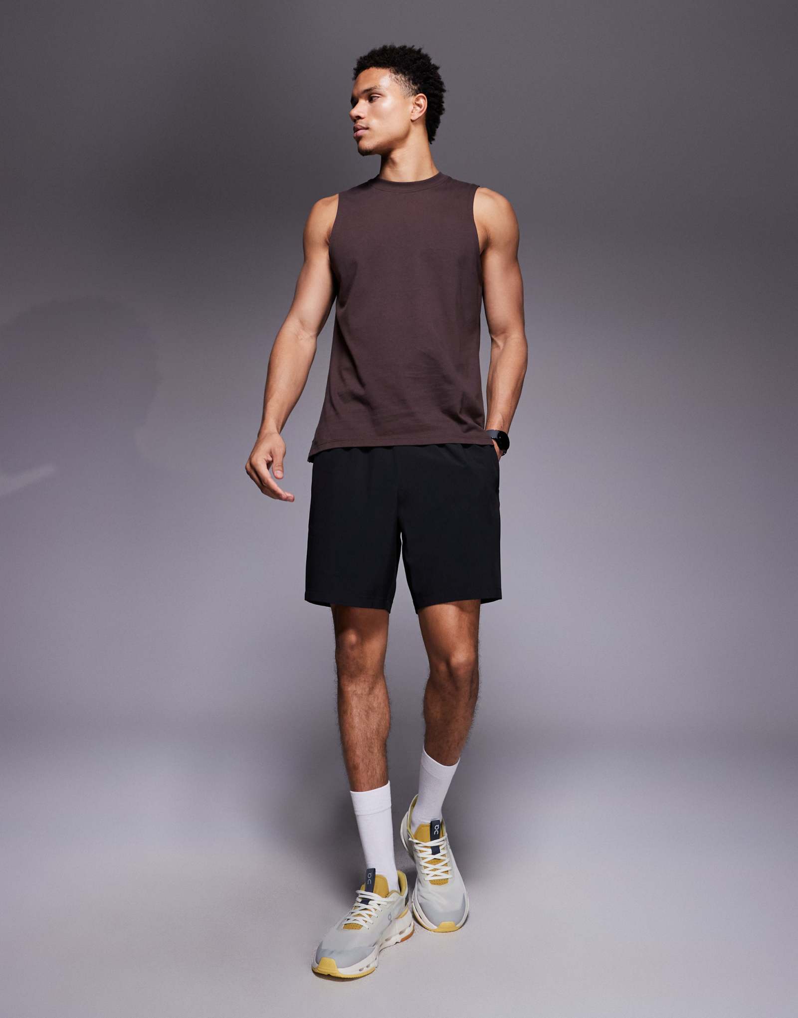 4505 Хлопковая тренировочная майка со спущенными проймами Icon с быстросохнущей отделкой цвета изюма