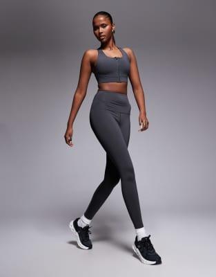 4505 - Icon - Gesäßformende Sport-Leggings in Rauchgrau mit Innentasche und hohem Bund
