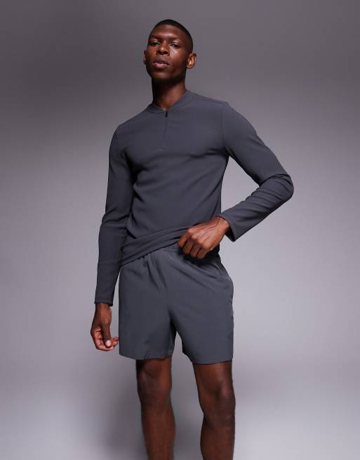 4505 – Icon – Grafitowe szybkoschnące szorty treningowe o długości 13 cm z zapinanymi na zamek kieszeniami