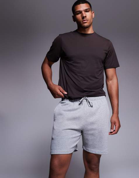 4505 – Icon – Gråmelerade, kraftiga träningsshorts i snabbtorkande sweatshirttyg, 7 tum - view 1