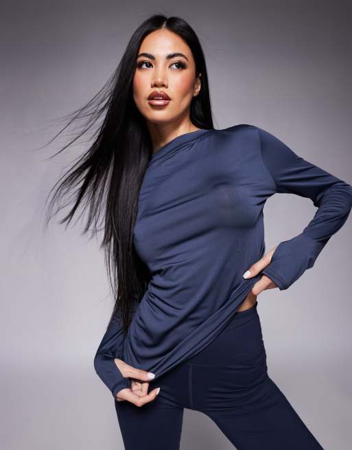 4505 - Icon - Hardlooptop met lange mouwen in marineblauw 