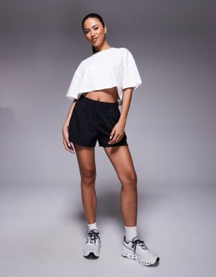 4505 Icon Heavyweight Cotton Cropped T-shirt With Back Print And Quick Dry Finish In White