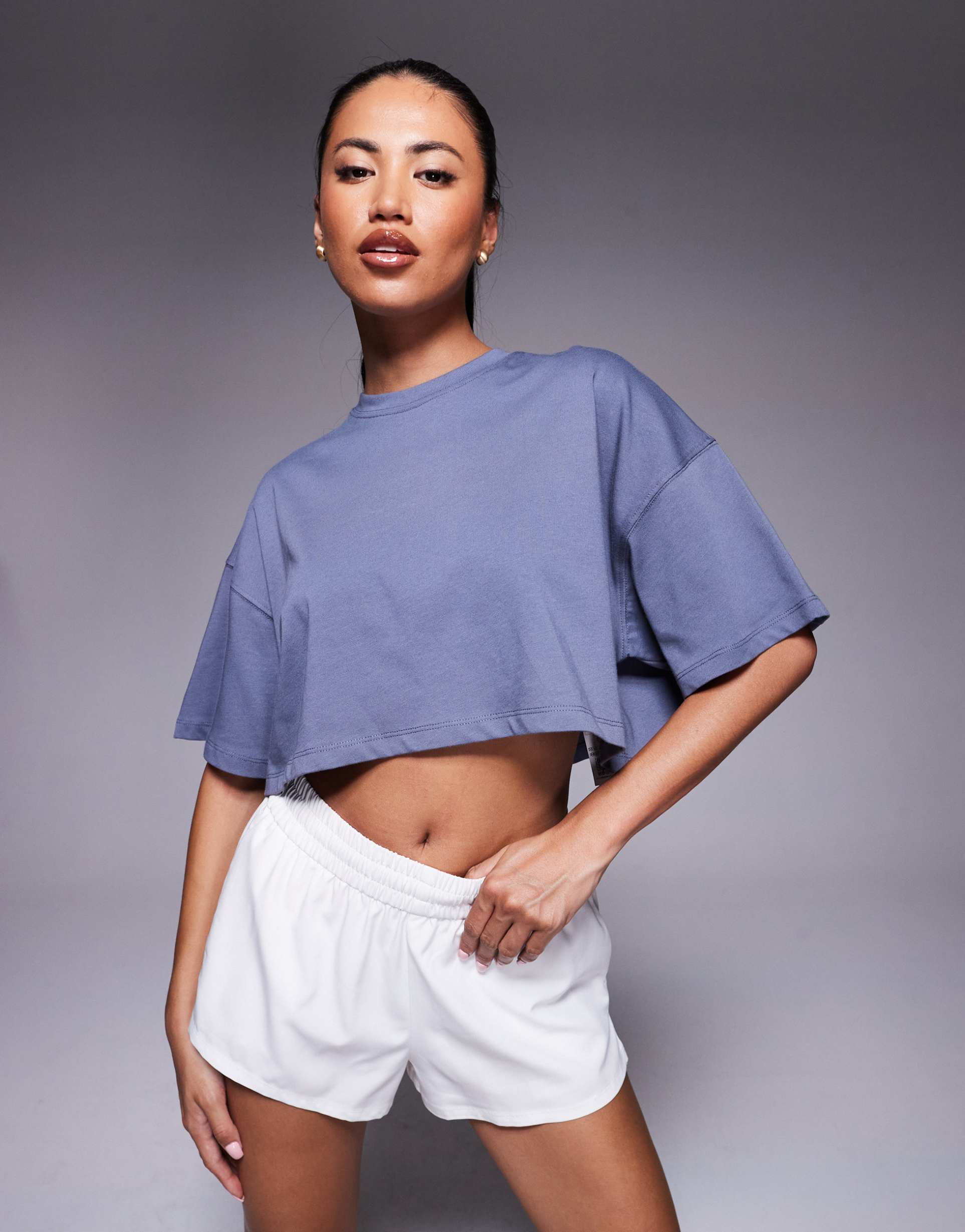4505 icon heavyweight cotton cropped t-shirt with quick dry finish in cornflower
