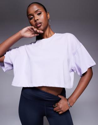 4505 Icon Heavyweight Cotton Cropped T-shirt With Quick Dry Finish In Purple