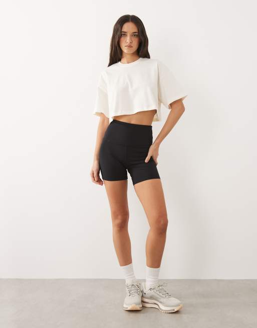 4505 Icon heavyweight cotton cropped t-shirt with quick dry finish in off white, 2 of 4