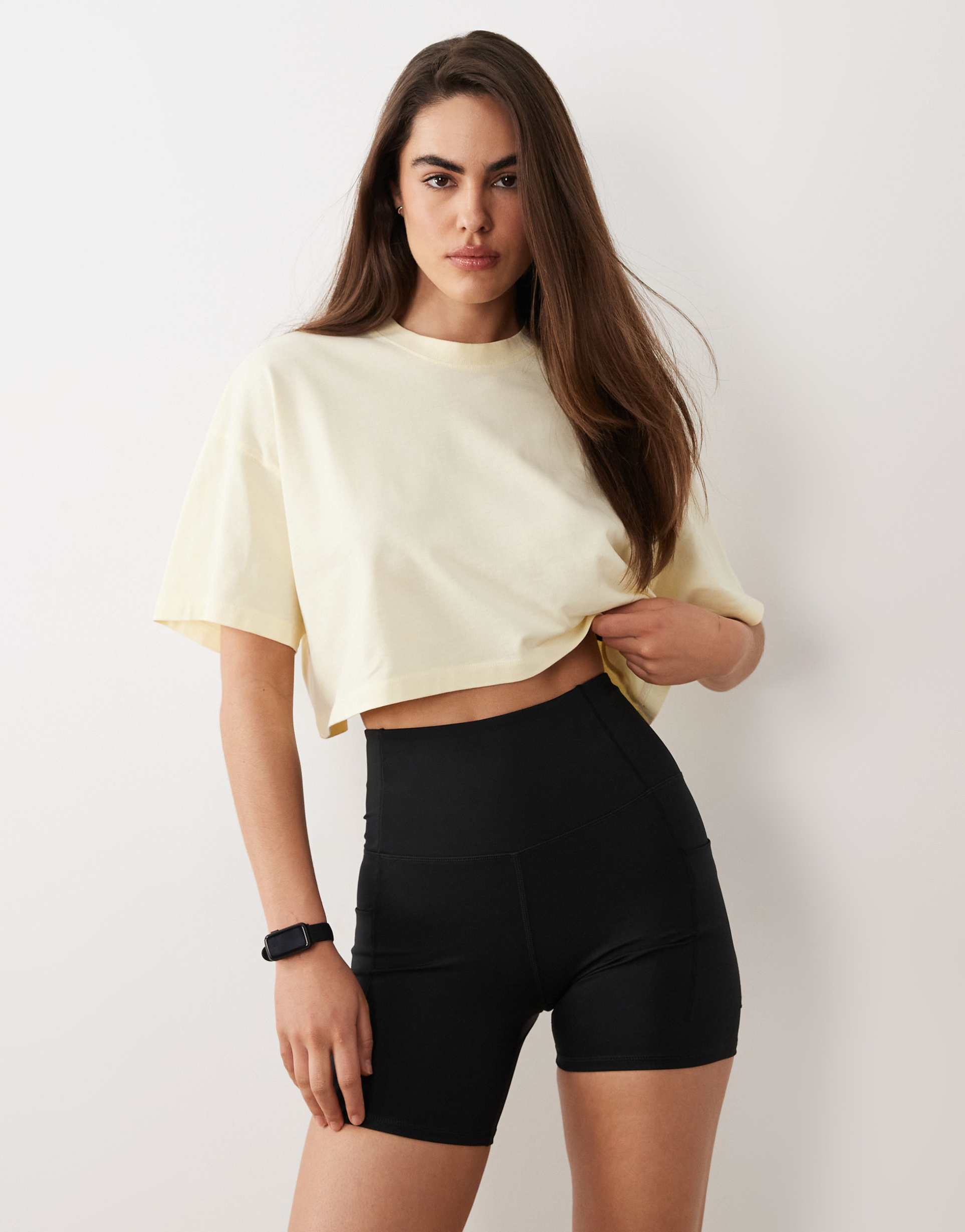 4505 icon heavyweight cotton cropped t-shirt with quick dry finish in washed lemon