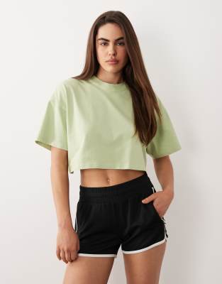 4505 Icon Heavyweight Cotton Cropped T-shirt With Quick Dry Finish In Green