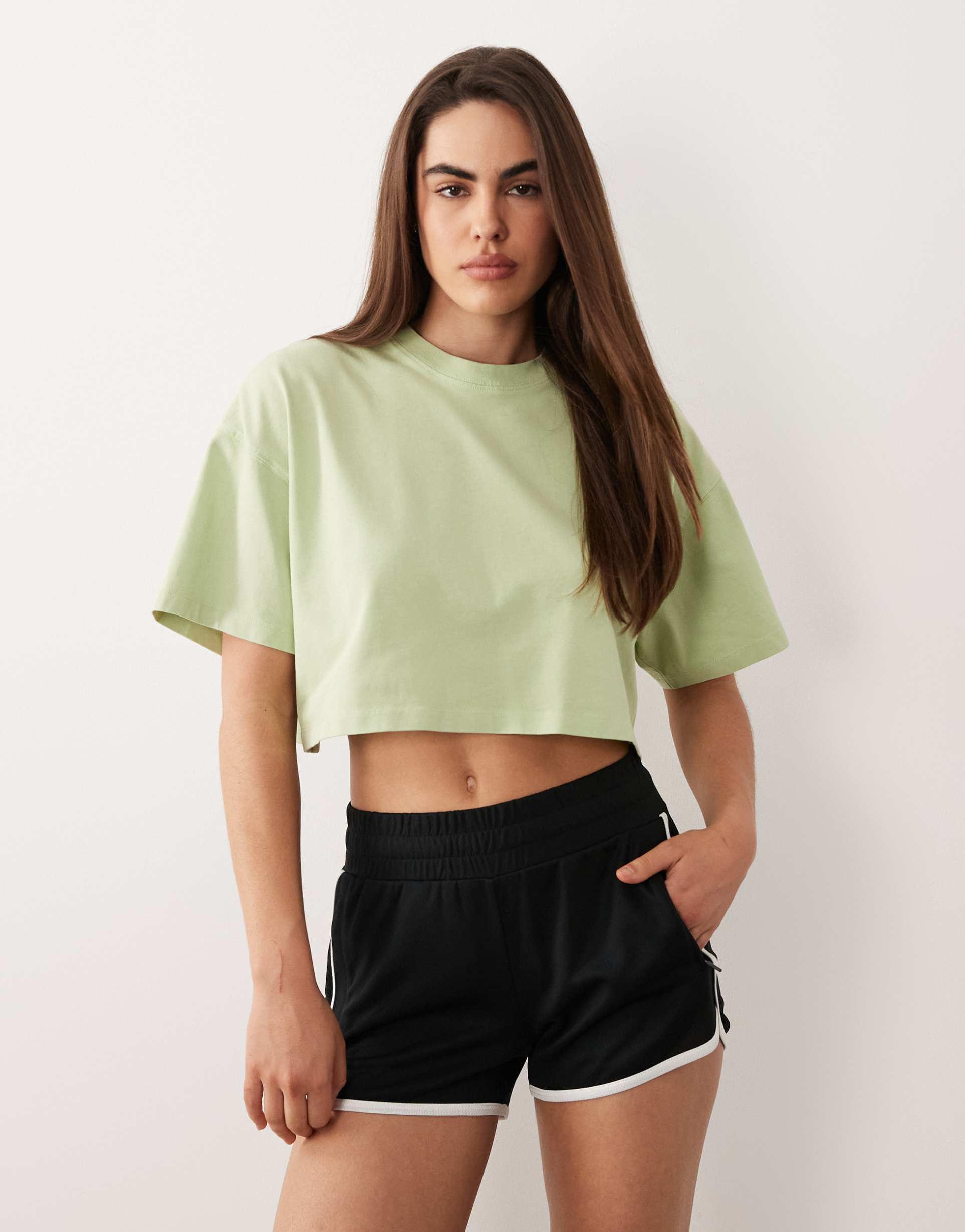 4505 icon heavyweight cotton cropped t-shirt with quick dry finish in washed lime
