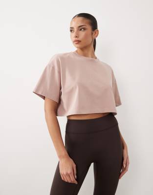 4505 Icon Heavyweight Cotton Cropped T-shirt With Quick Dry Finish In Pink