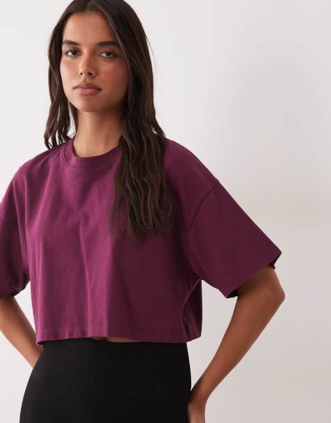 4505 Icon heavyweight cotton cropped t-shirt with quick dry finish in wine - view 1