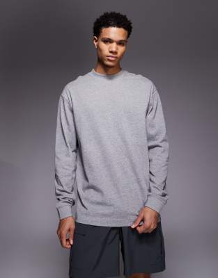 4505 Icon Heavyweight Cotton Oversized Long Sleeve T-shirt With Quick Dry Finish In Gray