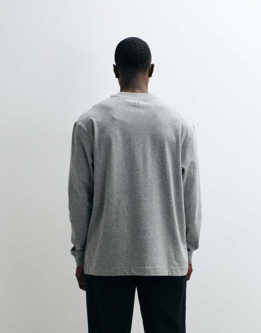 4505 Icon heavyweight cotton oversized long sleeve T-shirt with quick dry finish in gray heather, 5 of 5