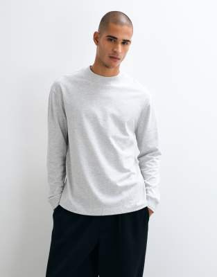 4505 Icon Heavyweight Cotton Oversized Long Sleeve T-shirt With Quick Dry Finish In Gray