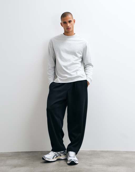 4505 Icon heavyweight cotton oversized long sleeve T-shirt with quick dry finish in gray heather, 2 of 5