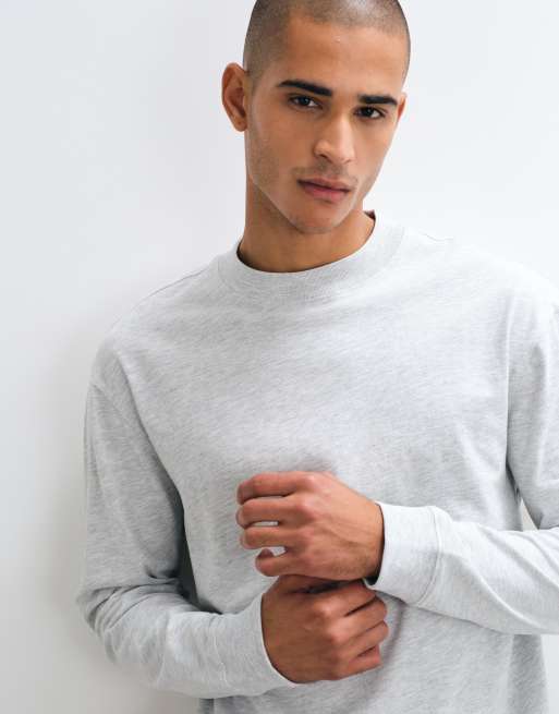 4505 Icon heavyweight cotton oversized long sleeve T-shirt with quick dry finish in gray heather, 3 of 5