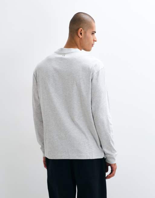 4505 Icon heavyweight cotton oversized long sleeve T-shirt with quick dry finish in gray heather, 5 of 5
