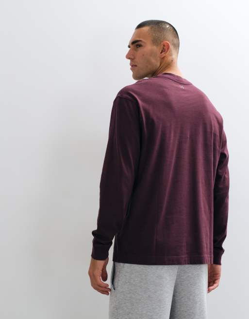 4505 Icon heavyweight cotton oversized long sleeve t-shirt with quick dry finish in maroon, 4 of 5