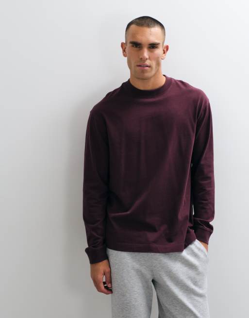 4505 Icon heavyweight cotton oversized long sleeve t-shirt with quick dry finish in maroon, 5 of 5