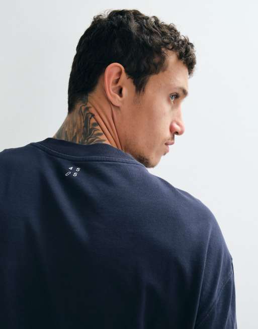 4505 Icon heavyweight cotton oversized long sleeve t-shirt with quick dry finish in navy, 2 of 5