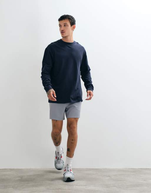 4505 Icon heavyweight cotton oversized long sleeve t-shirt with quick dry finish in navy, 3 of 5
