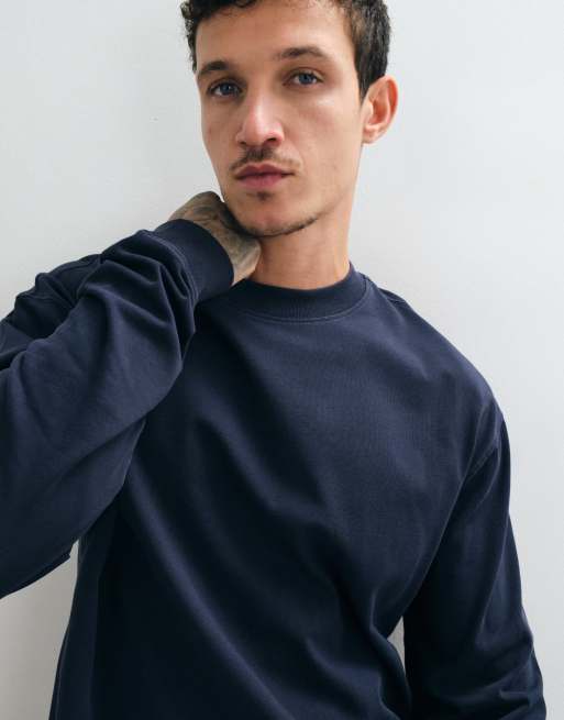 4505 Icon heavyweight cotton oversized long sleeve t-shirt with quick dry finish in navy, 4 of 5