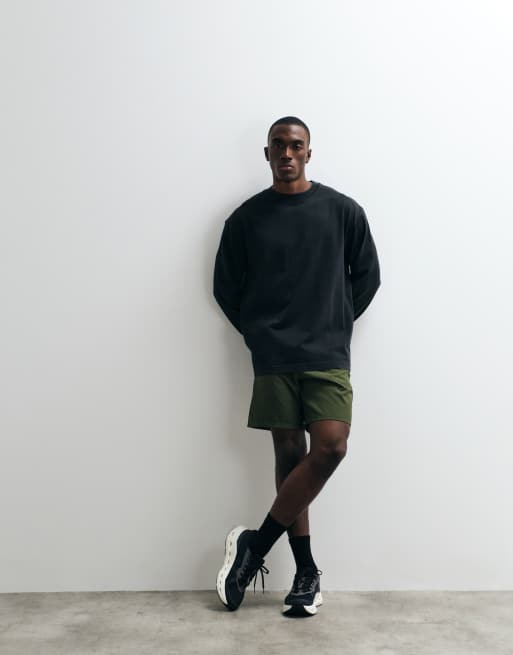 4505 Icon heavyweight cotton oversized long sleeve t-shirt with quick dry finish in washed black, 2 of 5