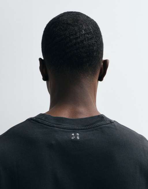 4505 Icon heavyweight cotton oversized long sleeve t-shirt with quick dry finish in washed black, 3 of 5